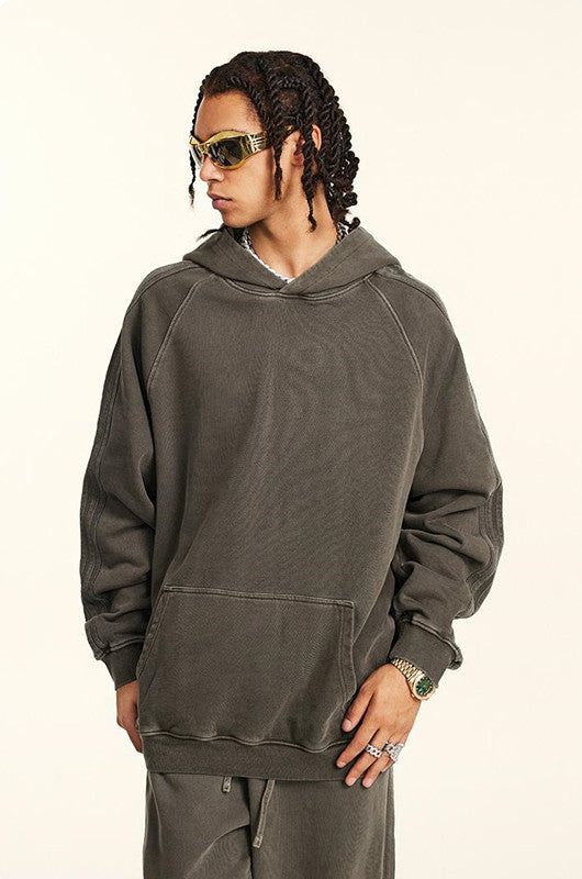 410GSM Stripe Side Pigment Dyed Hoodie