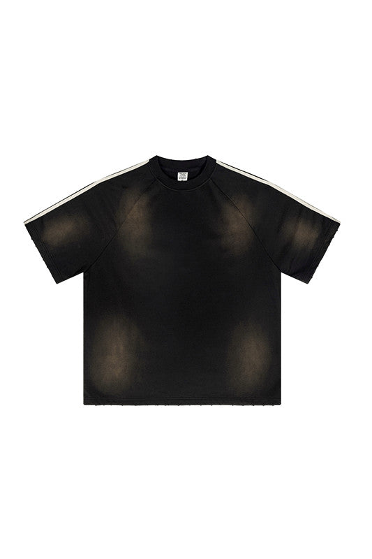 300GSM Dirty Effect Stripe Side Tee