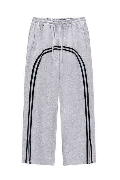 380GSM Washed Stripe Zip Up Sweatpant