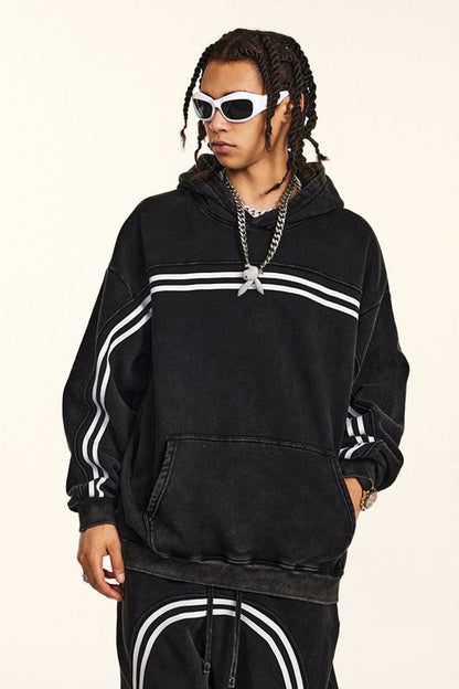 332GSM Stripe Designed Fleece Hoodie