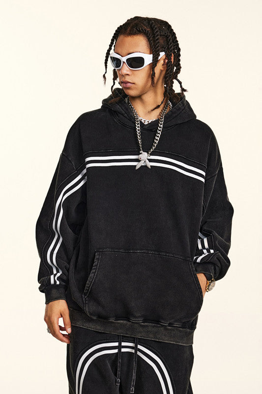 332GSM Stripe Designed Fleece Hoodie