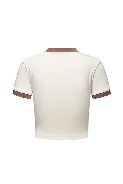 220GSM Color Contrast Crop Tee