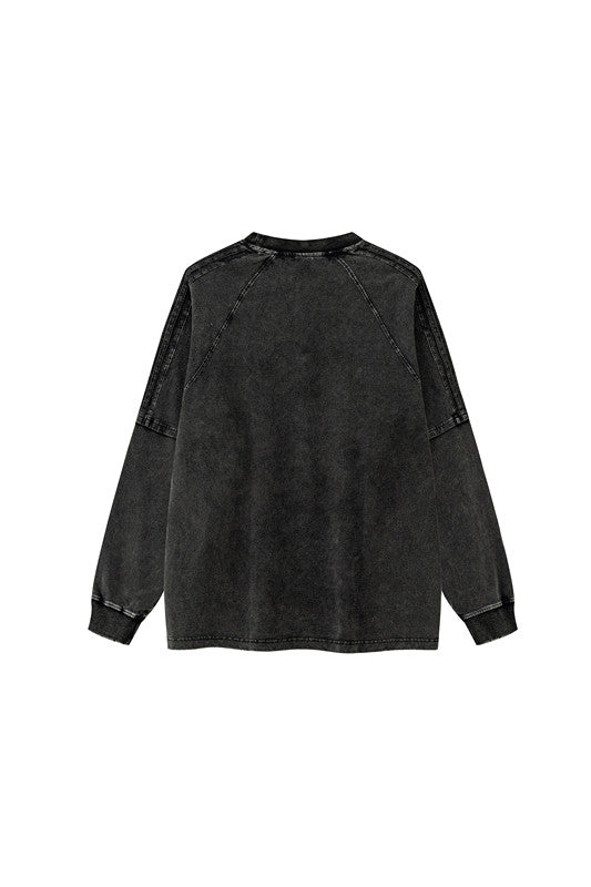 260GSM Stripe Side Pigment dyed Long Sleeve Crew