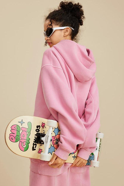 355G Washed Fleece Hoodie