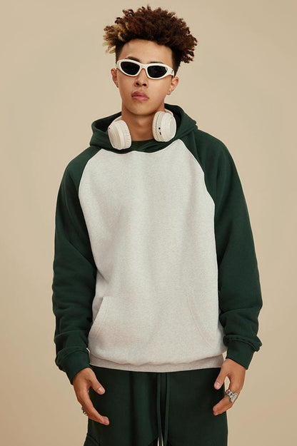 Contrast Sleeve Fleece Hoodie