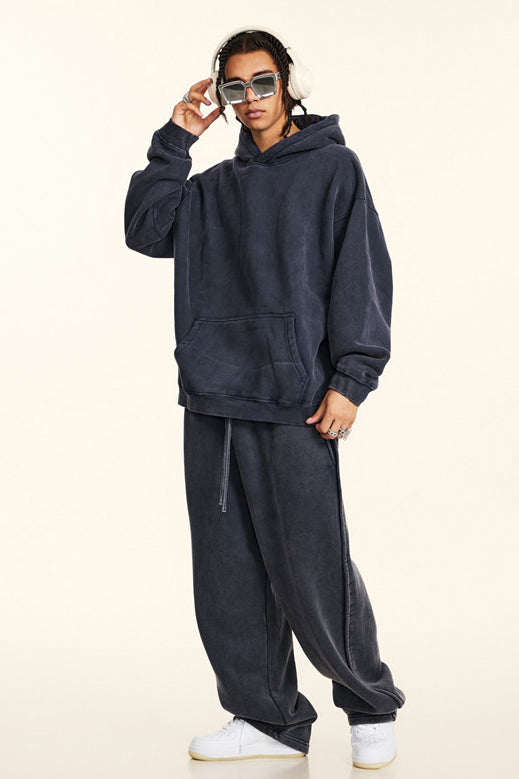 332GSM Pigment Dyed Washed Fleece Hoodie