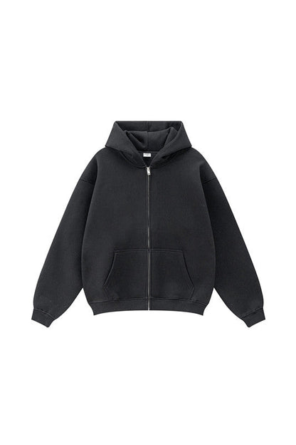 345GSM Fleece Solid Color Zipper Jacket