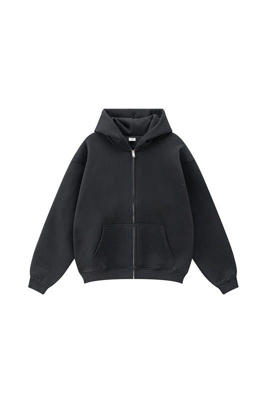 345GSM Fleece Solid Color Zipper Jacket