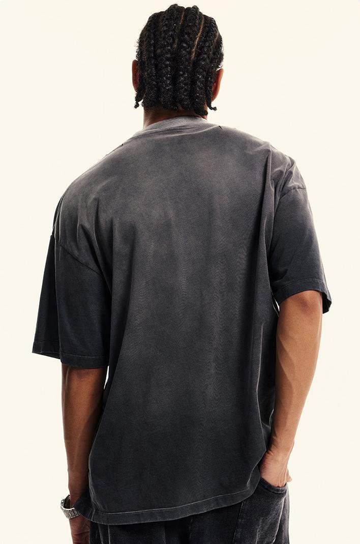 250GSM Distressed Washed Sun Fade Tee