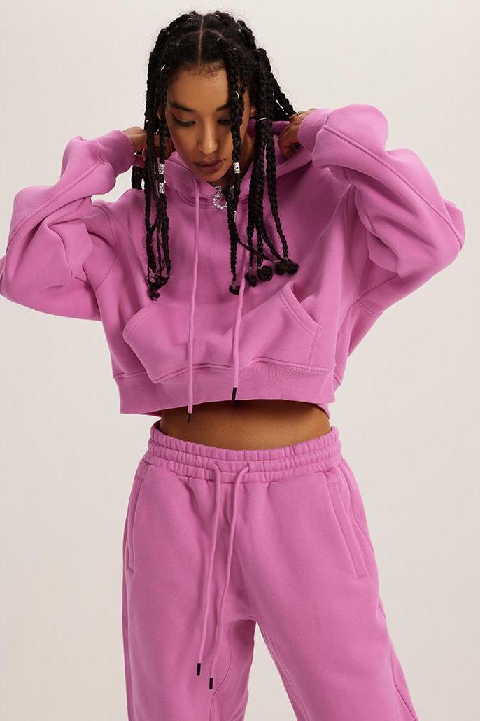 Basic Fleece Crop Hoodie